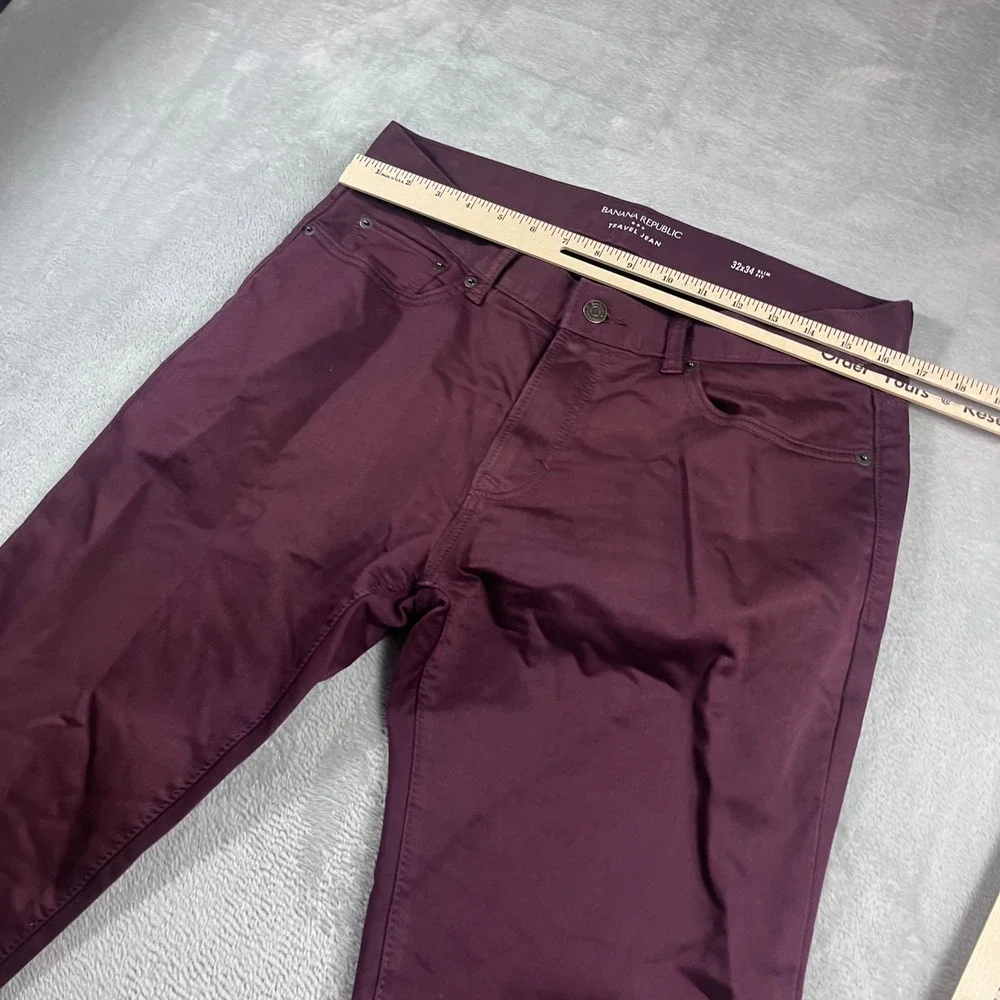 Banana Republic Travel Jean Mens 32x34 Slim Fit Burgundy Plum Stretch Pants